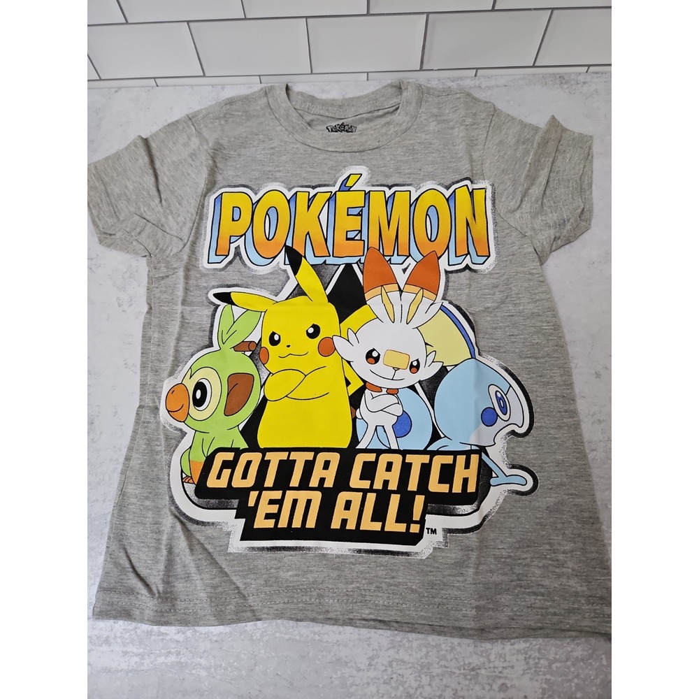 Pokemon Kids Youth Boys  X small Gotta Catch Em' All Short Sleeve Shirt   New